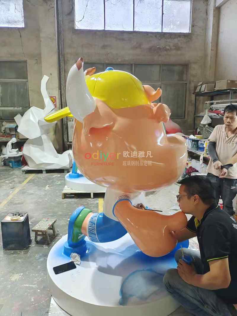 玻璃鋼牛雕塑卡通公仔美陳擺件 玻璃鋼牛雕塑卡通公仔美陳擺件